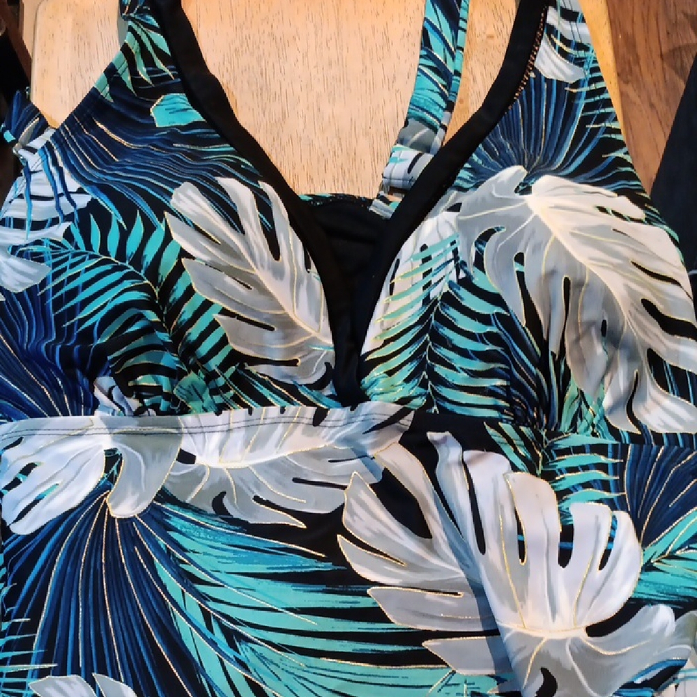 St. John's Bay Blue and Green Swimtop